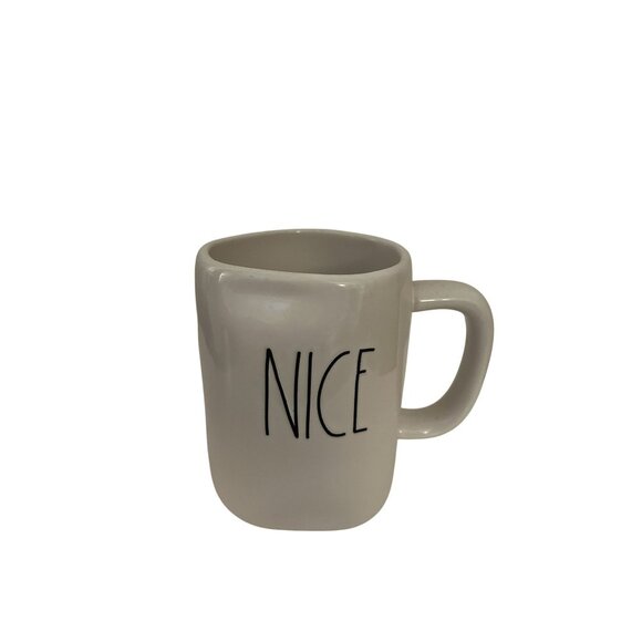 Rae Dunn "Nice" White Coffee Mug By Magenta Artisan Collection 4" Tall Ceramic U - Picture 1 of 2